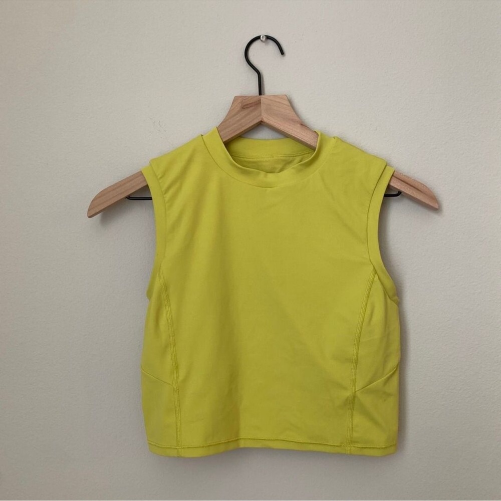 Lululemon Athletica Sweat Inention Cropped Tank 6 Yellow Serpentine